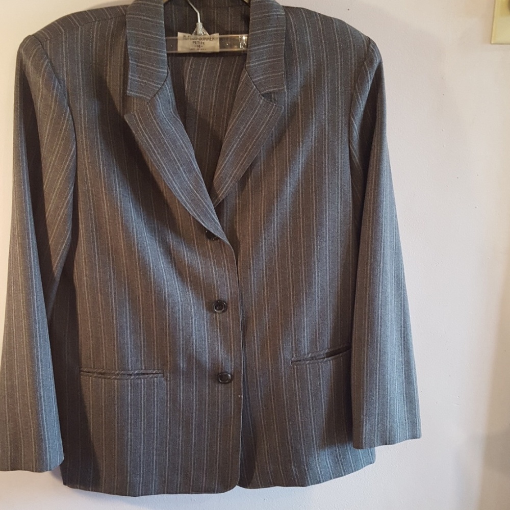 Gray pinstripe pants suit